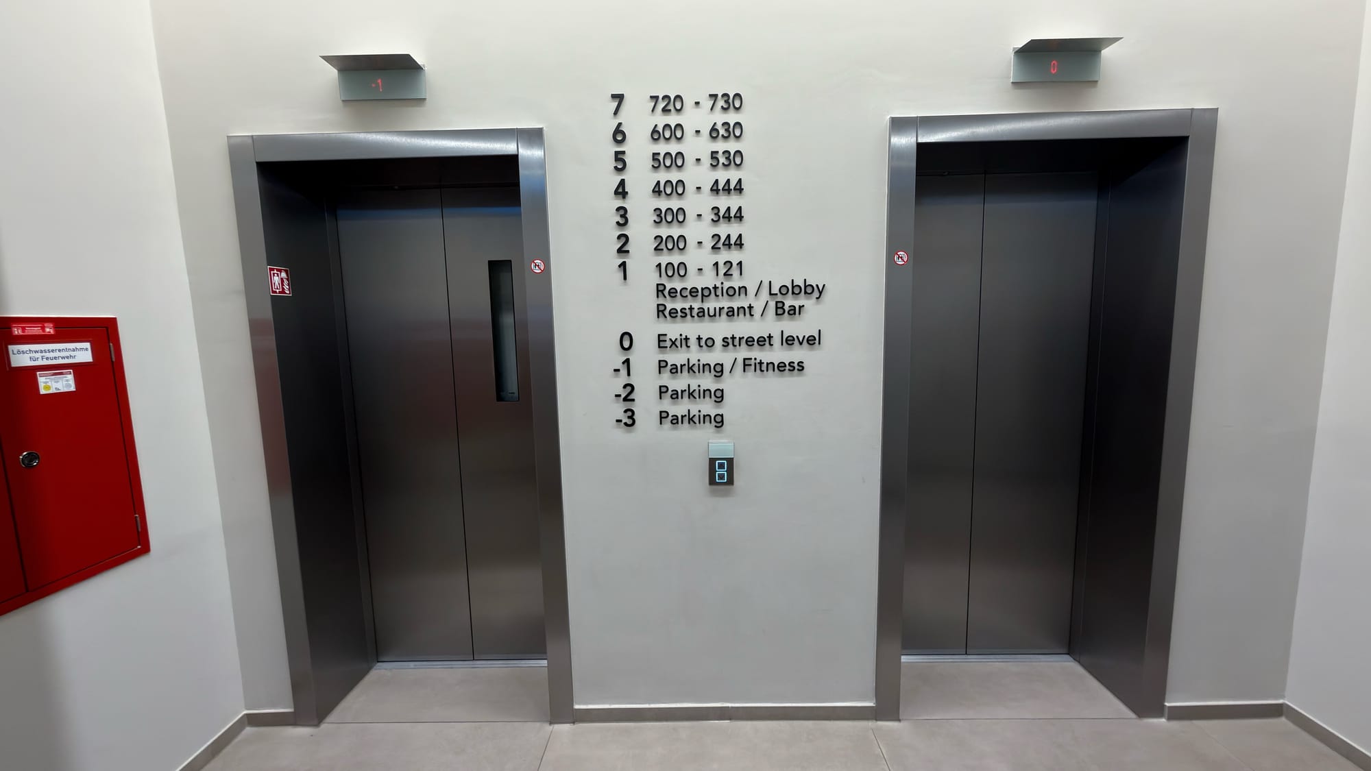 Elevator up to our hotel