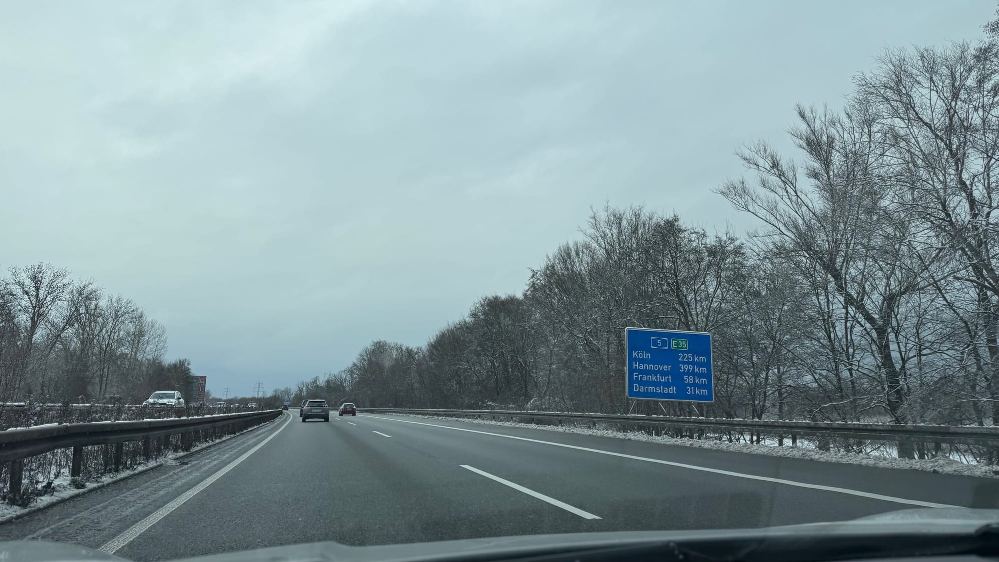 Overcast winter driving