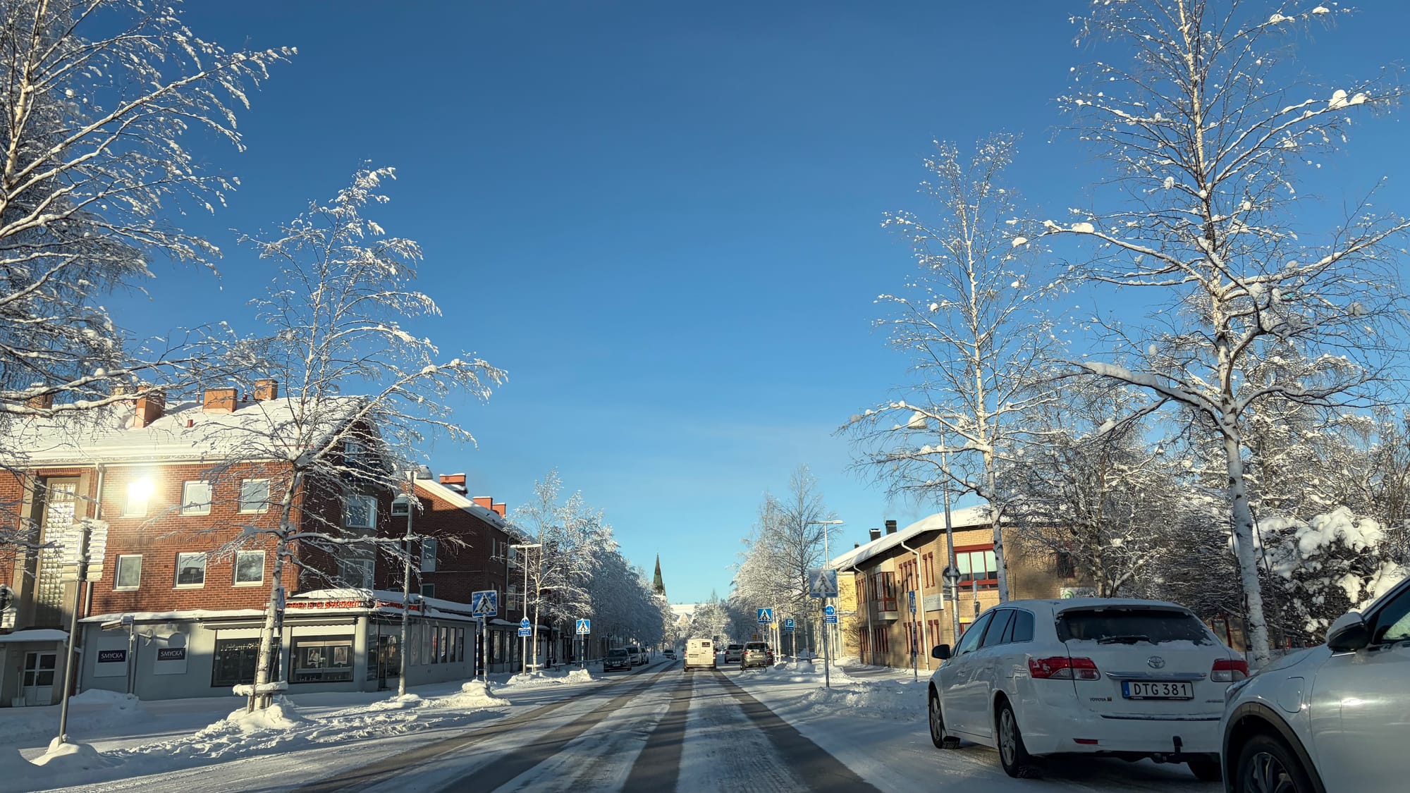 Driving through town