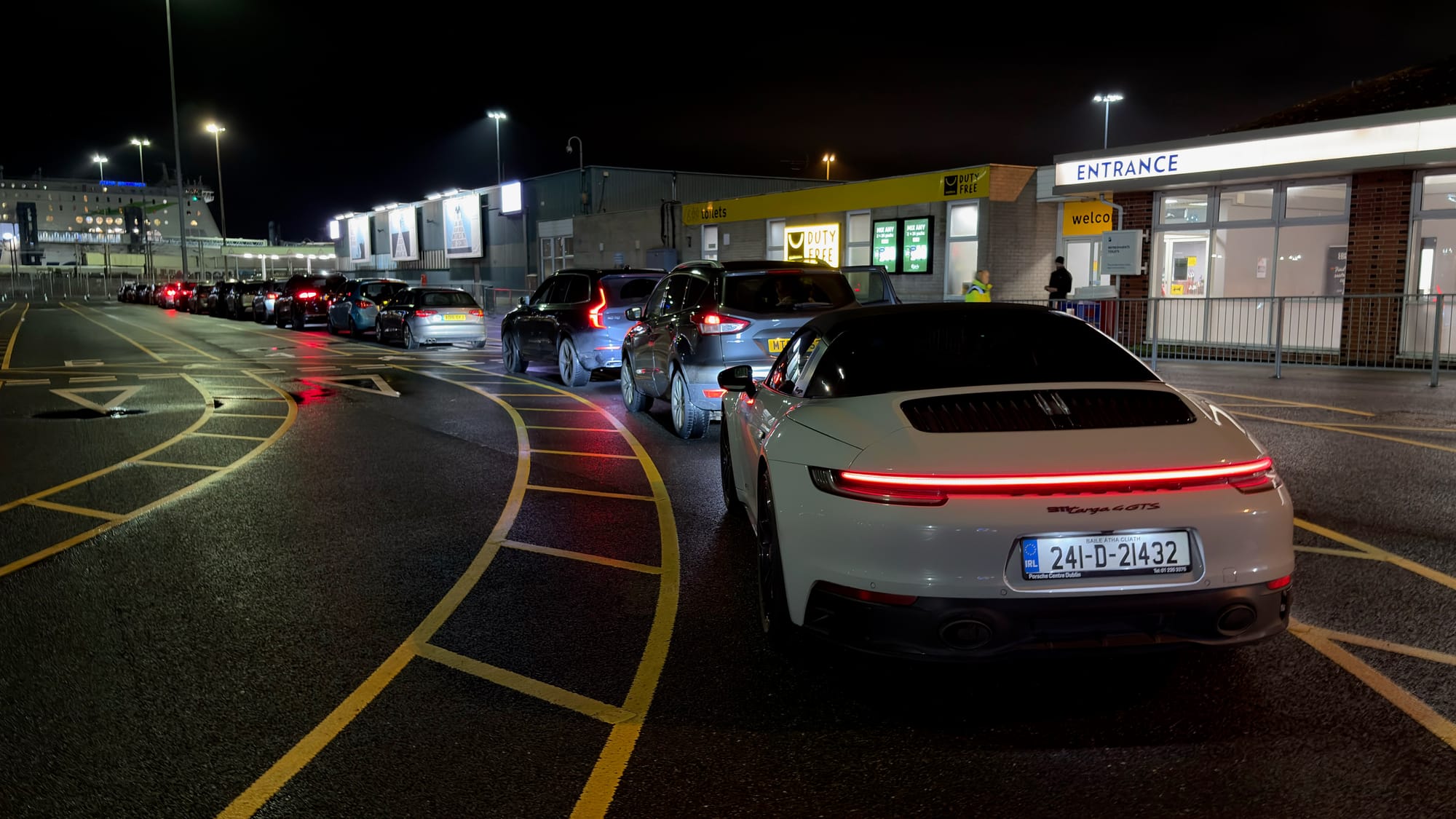 Queue to board the overnight ferry