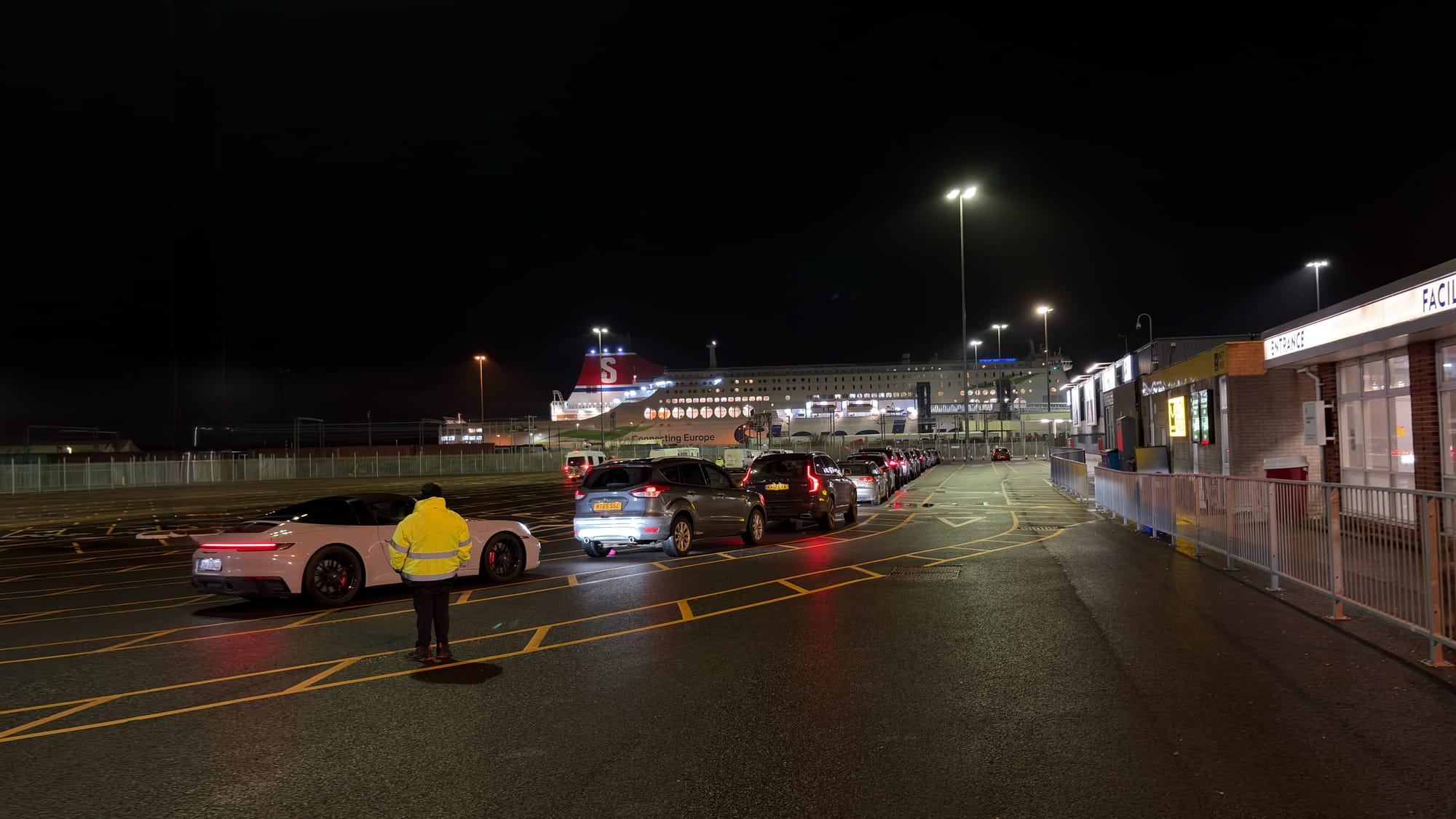 Queue to board the overnight ferry