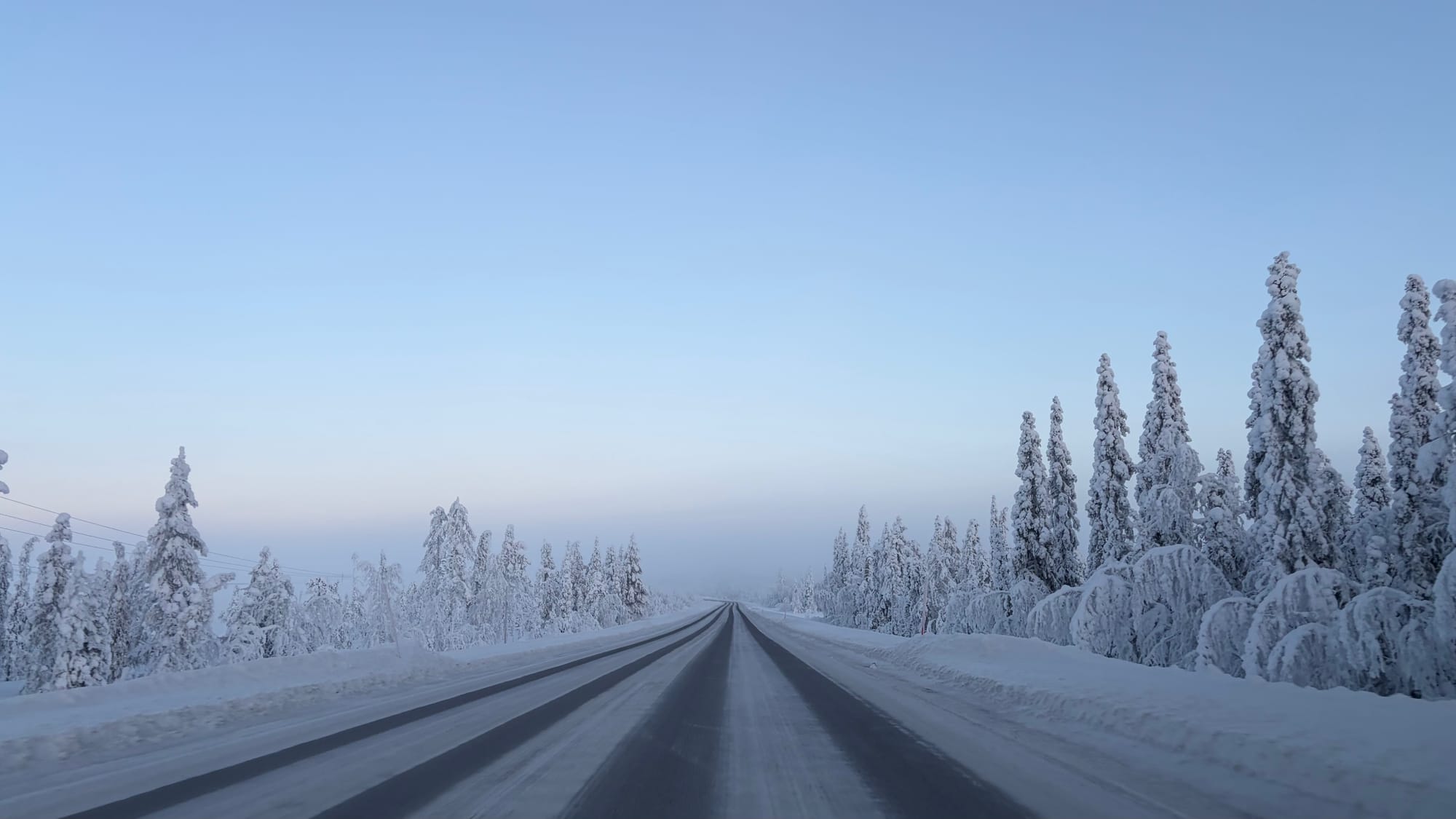 Typical arctic road in Sweden