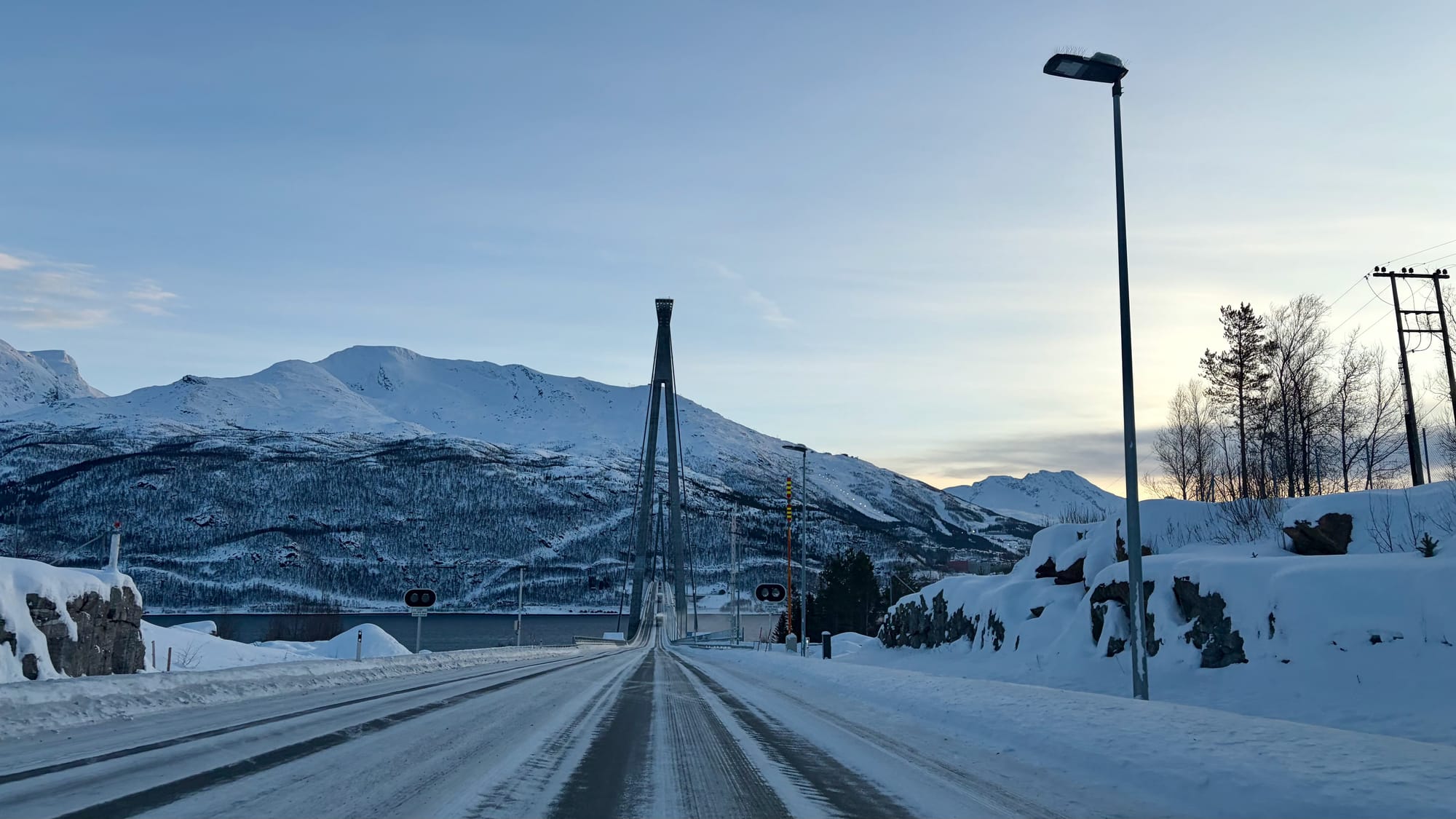 Crossing the Hålogaland Bridge near Narvik