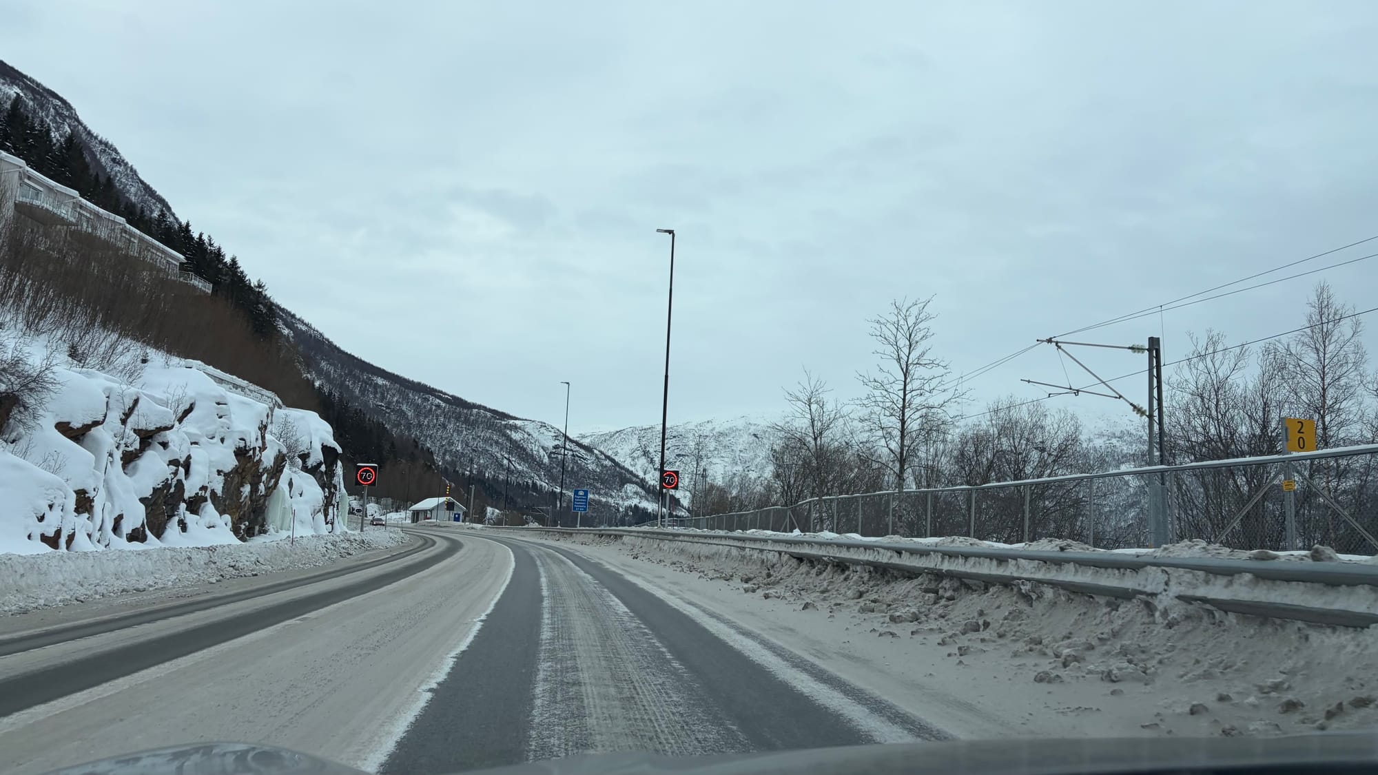 Driving along the E6 outside of Narvik