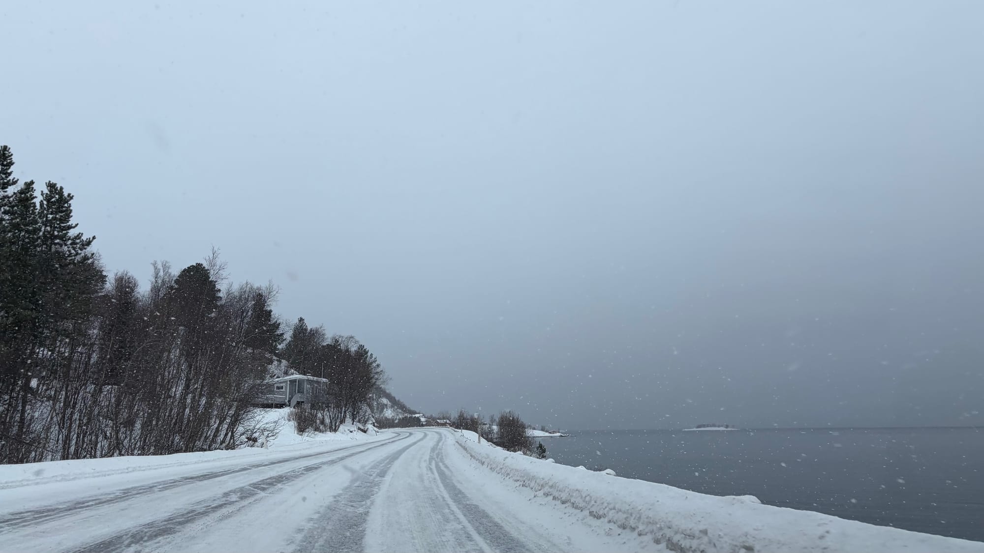 Slippery conditions on the E6 outside Narvik