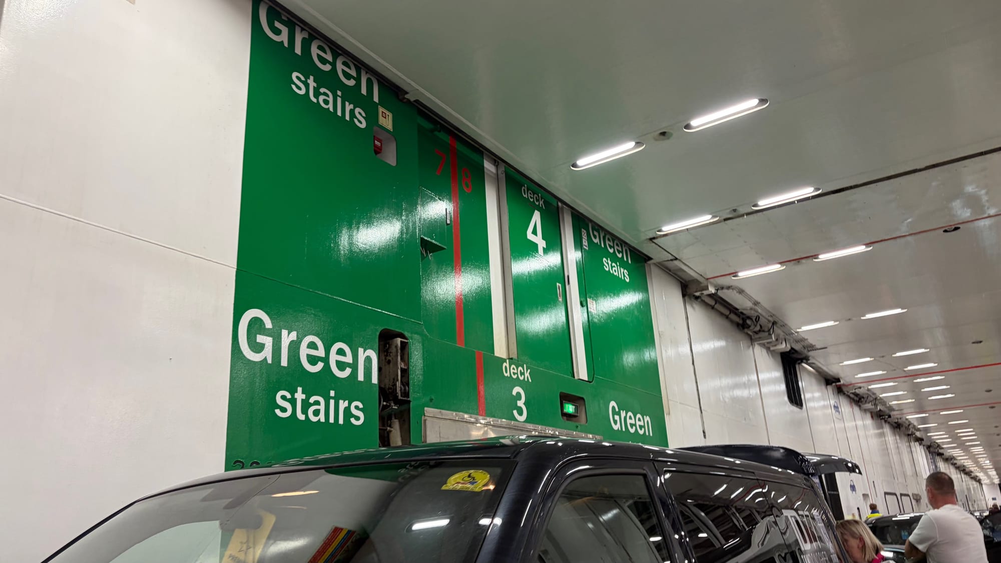 Green stairs, deck 3 on the ferry