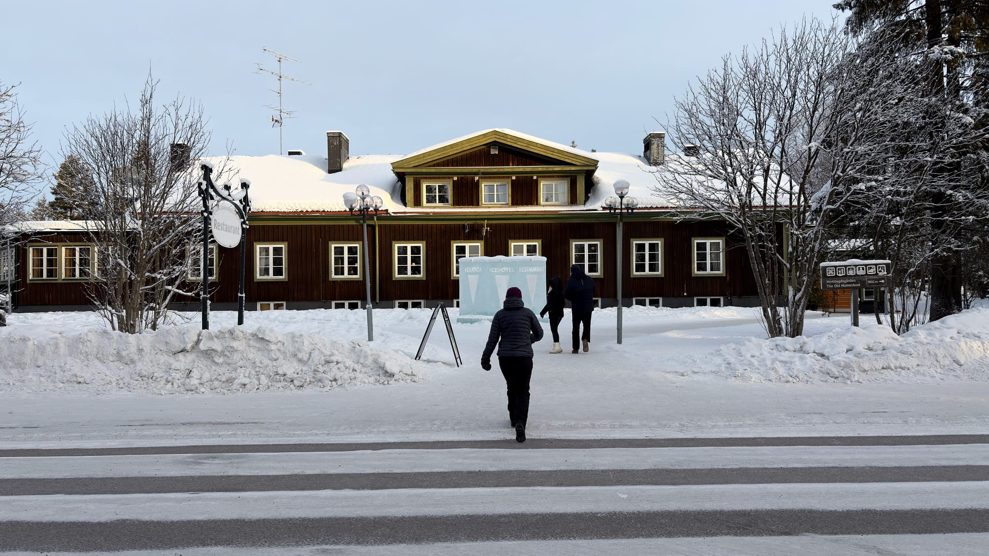 Heading to breakfast at the Ice Hotel