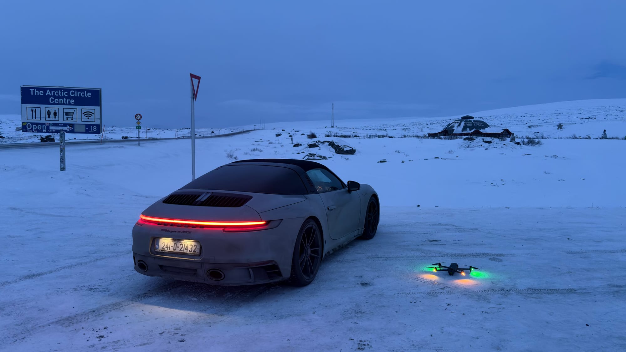 Launching our drone at the Arctic Circle