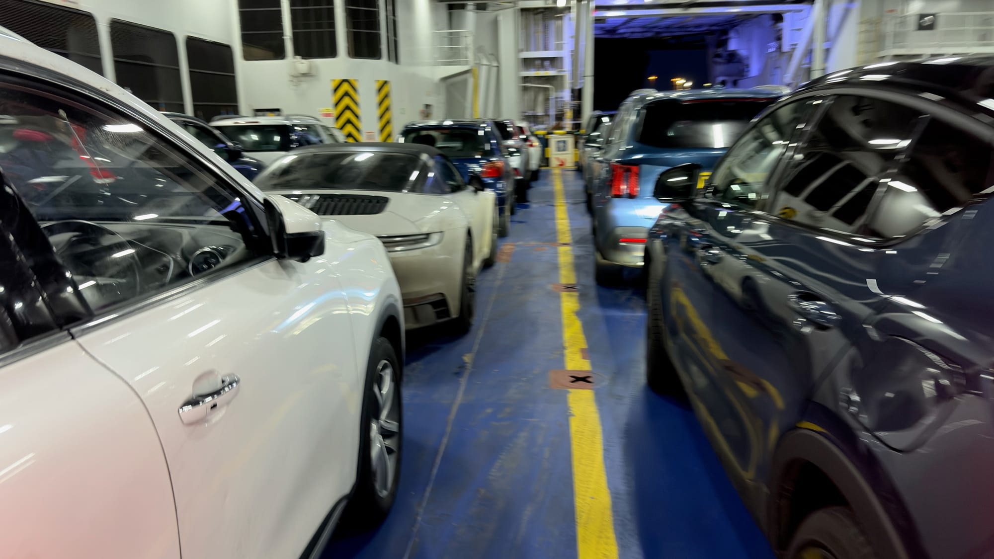 Early morning car deck at Harwich