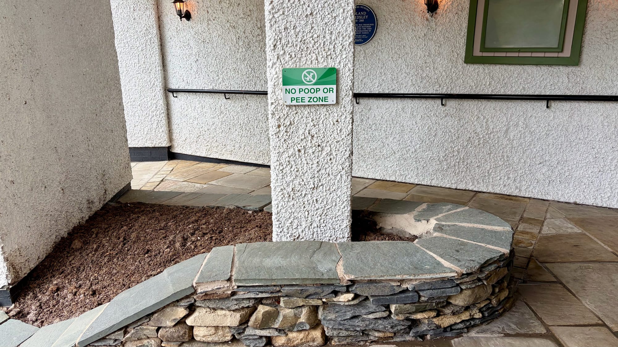Sign at the entrance to our hotel