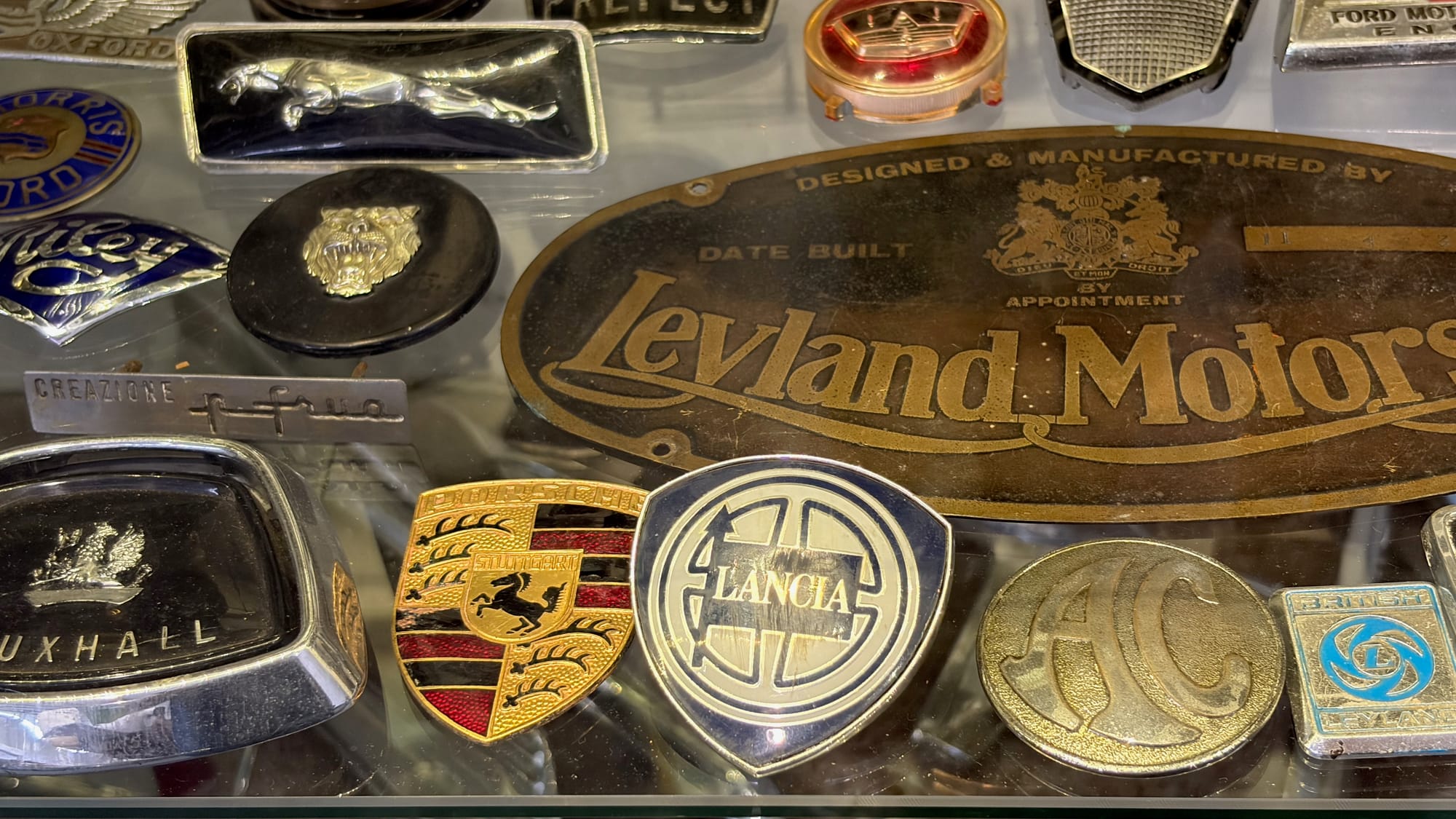 Porsche badge among the exhibits