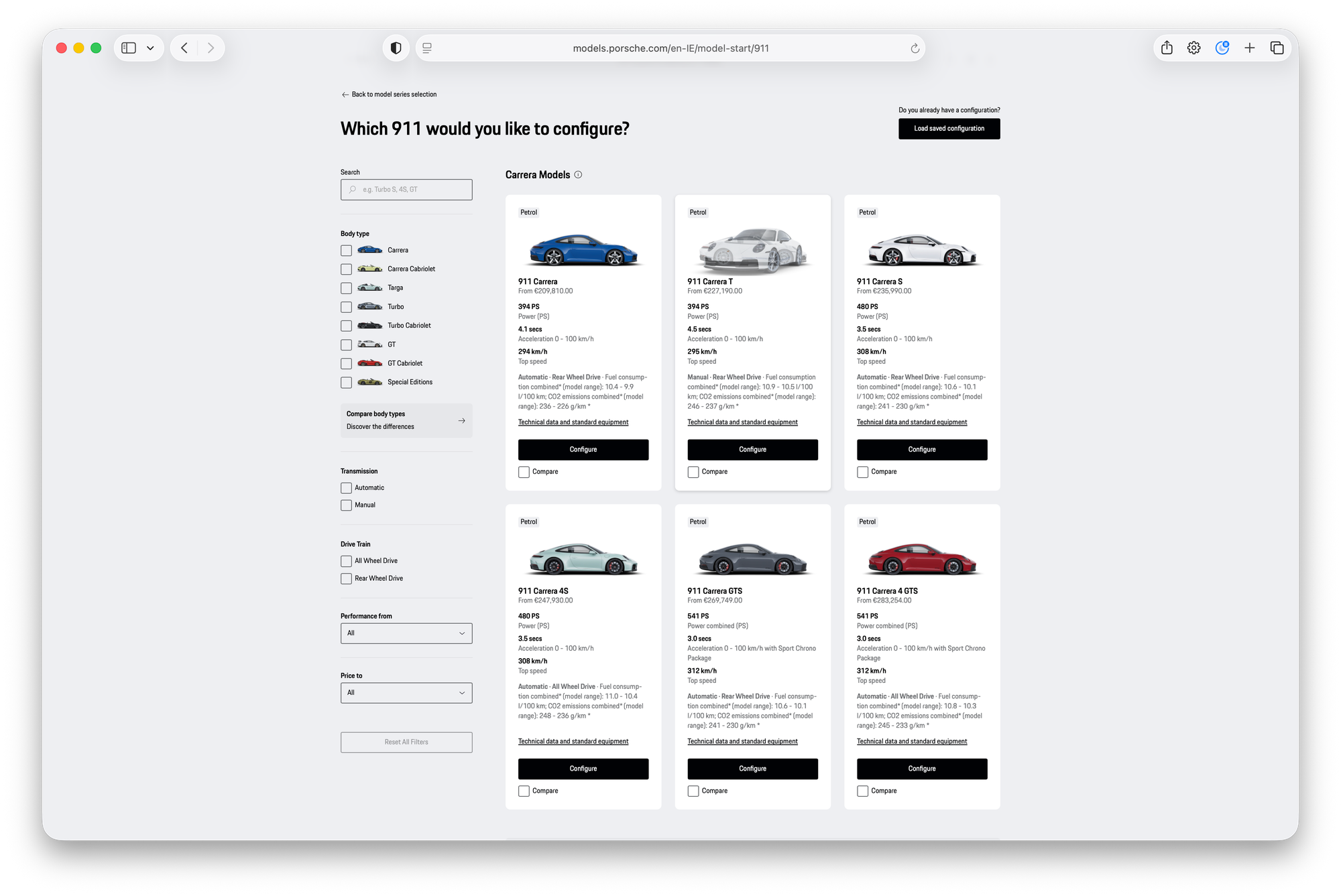 Porsche configurator in Ireland