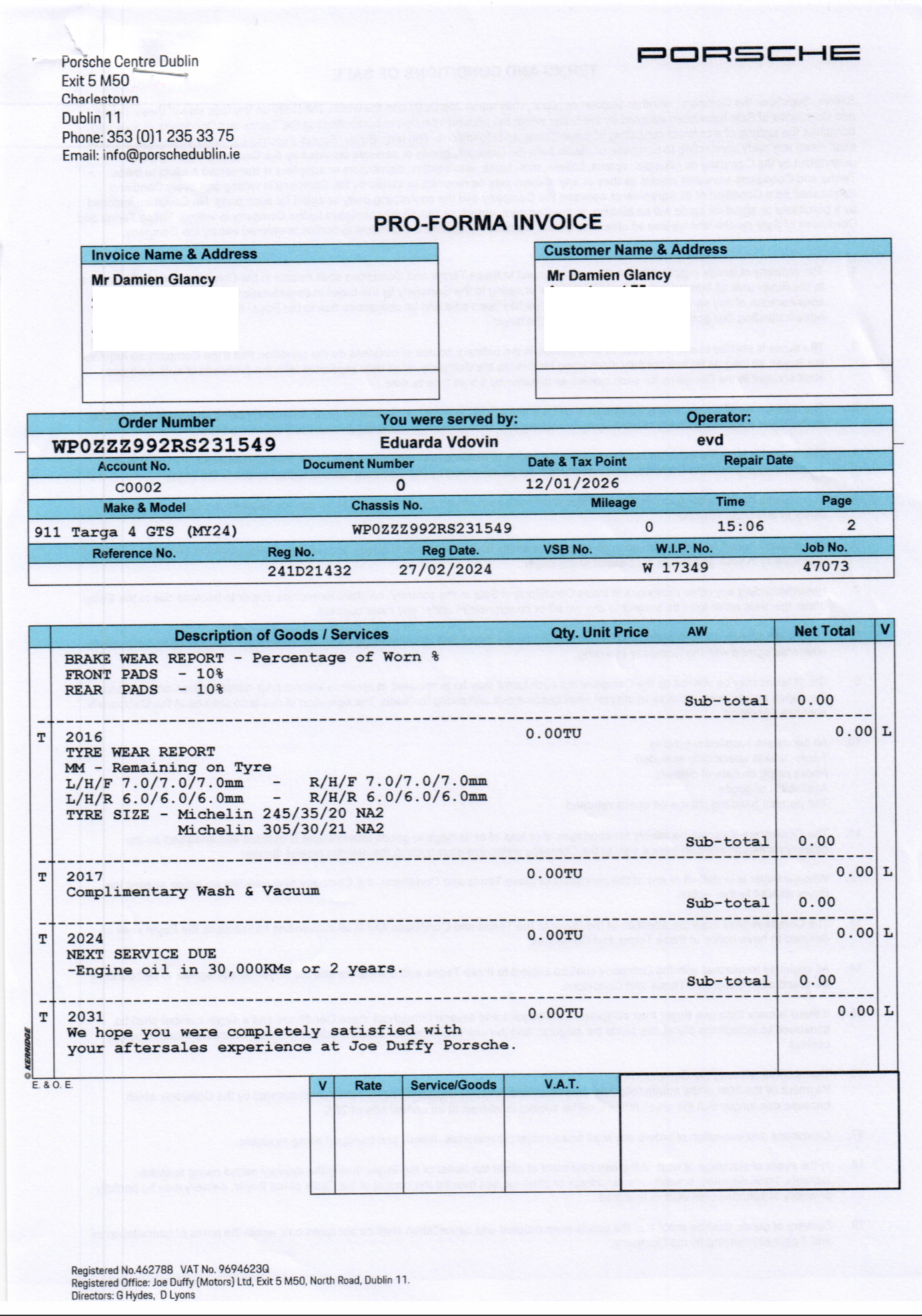 Service Invoice Page 2