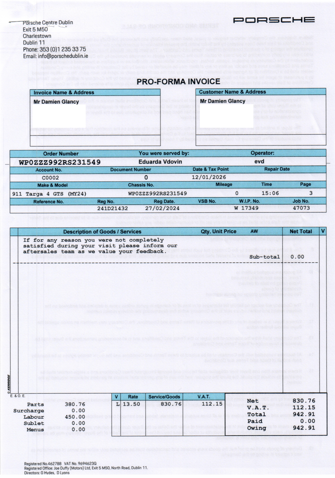Service Invoice Page 3
