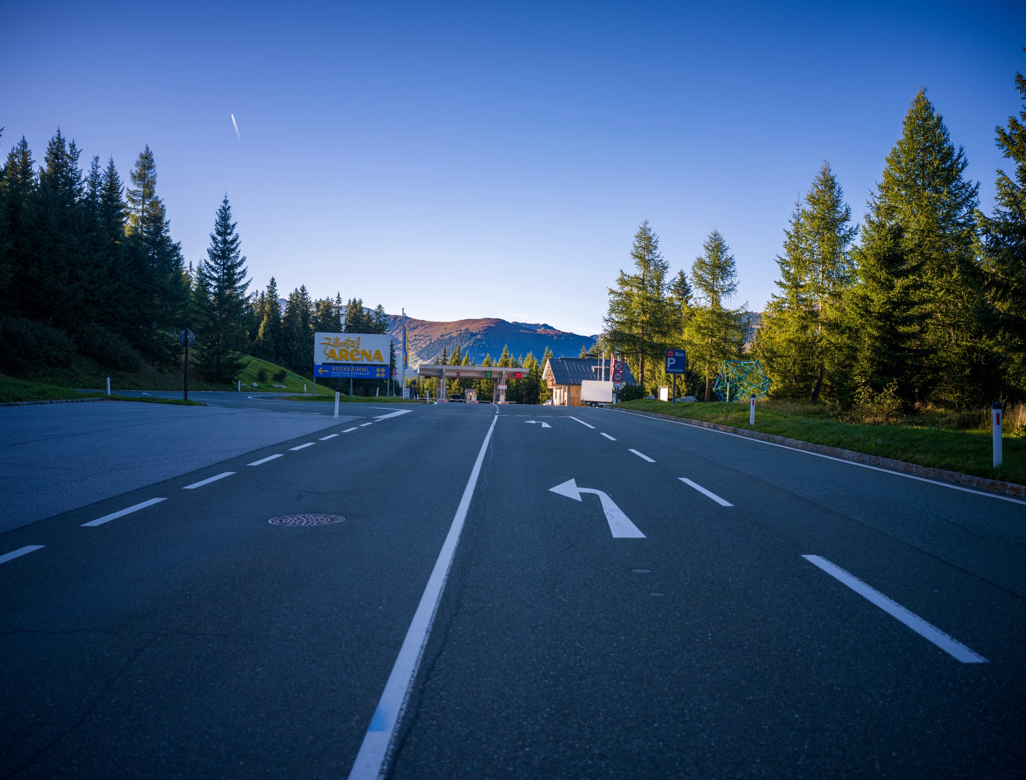 Toll booths at the top of the mountain pass