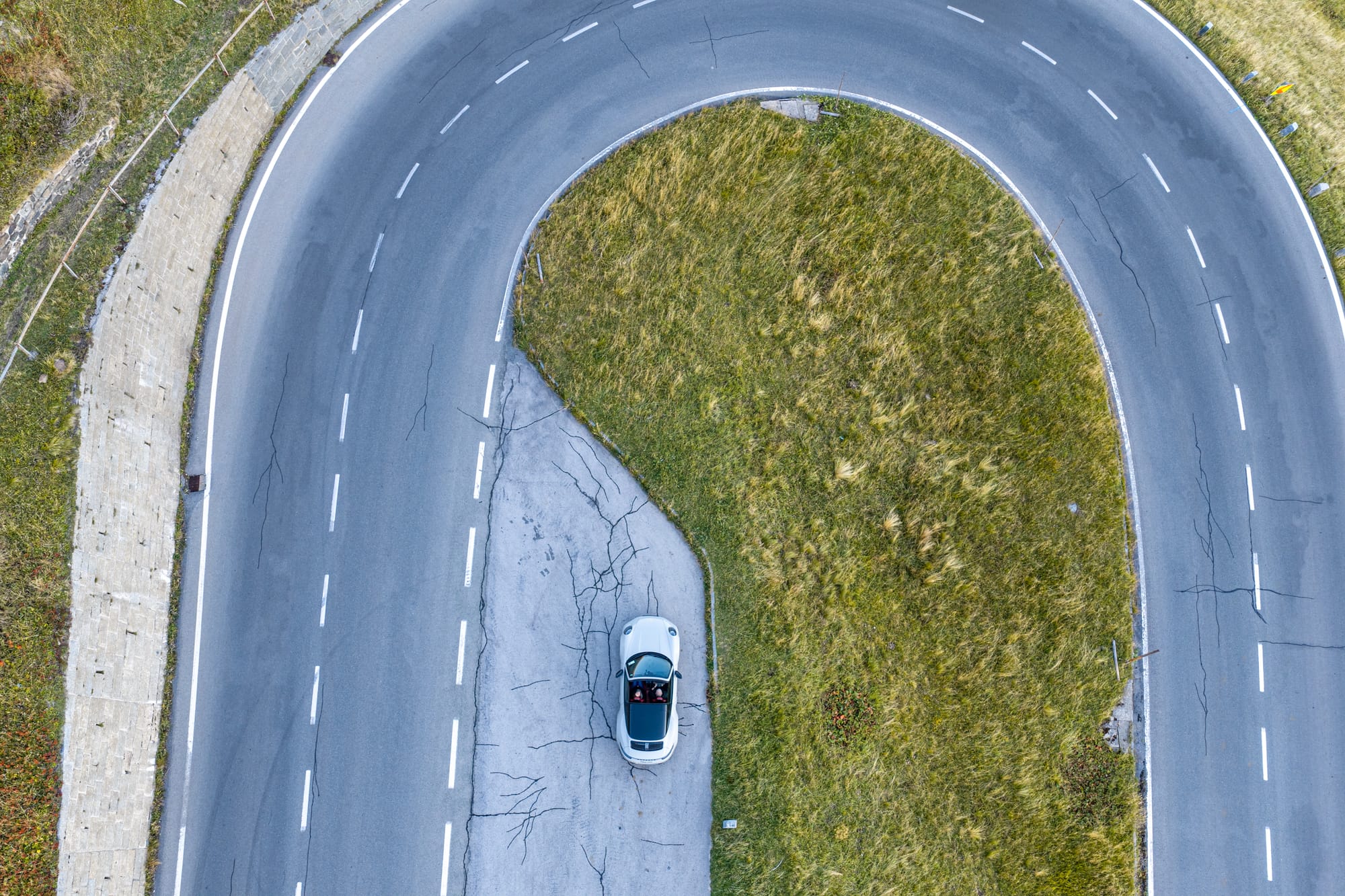 Looking down on our 911 Targa with open roof