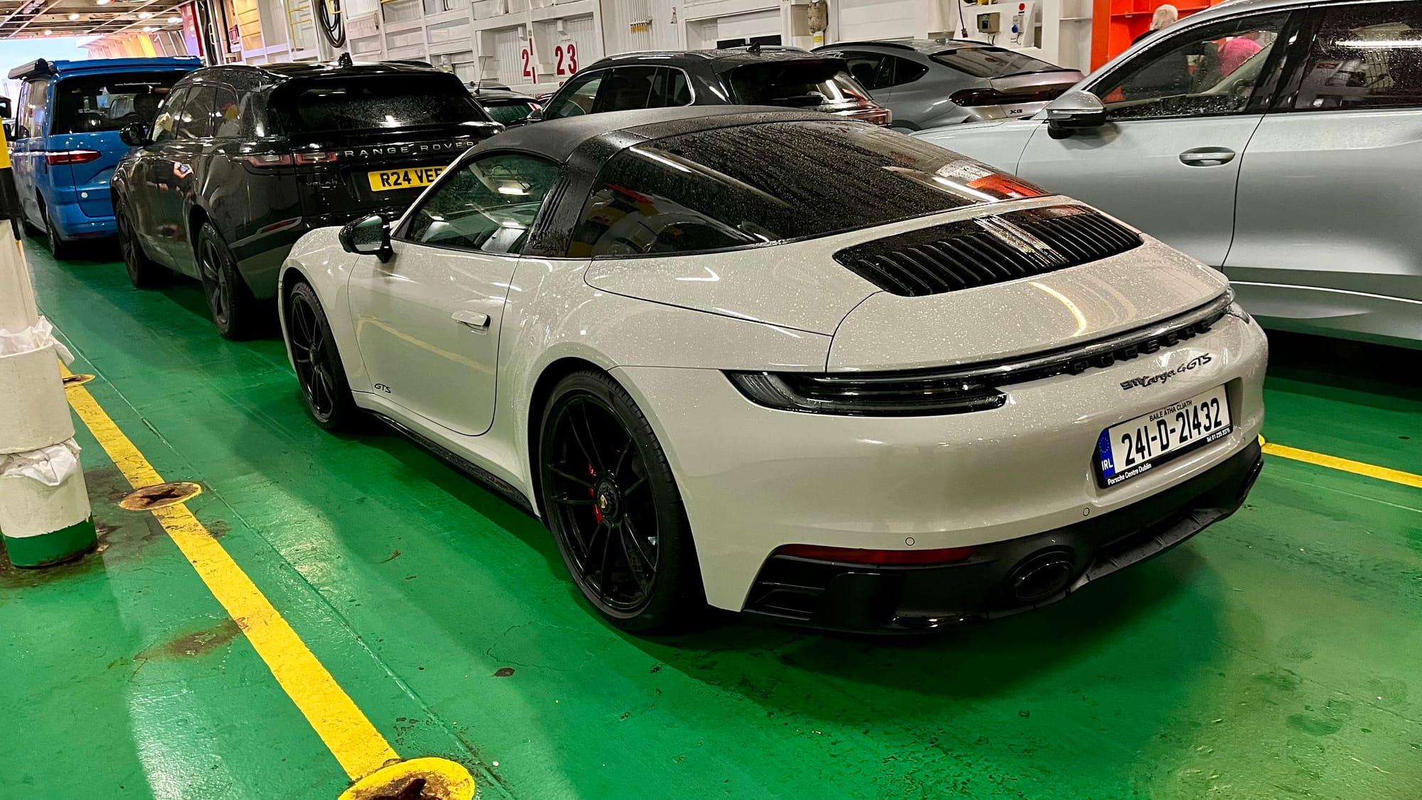 Parked on the car deck of the Ulysses