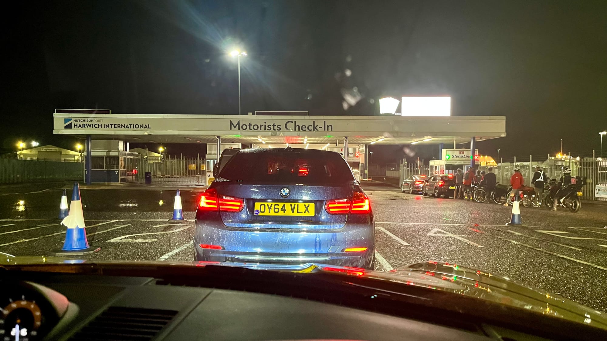 In the queue to board our ferry to The Netherlands