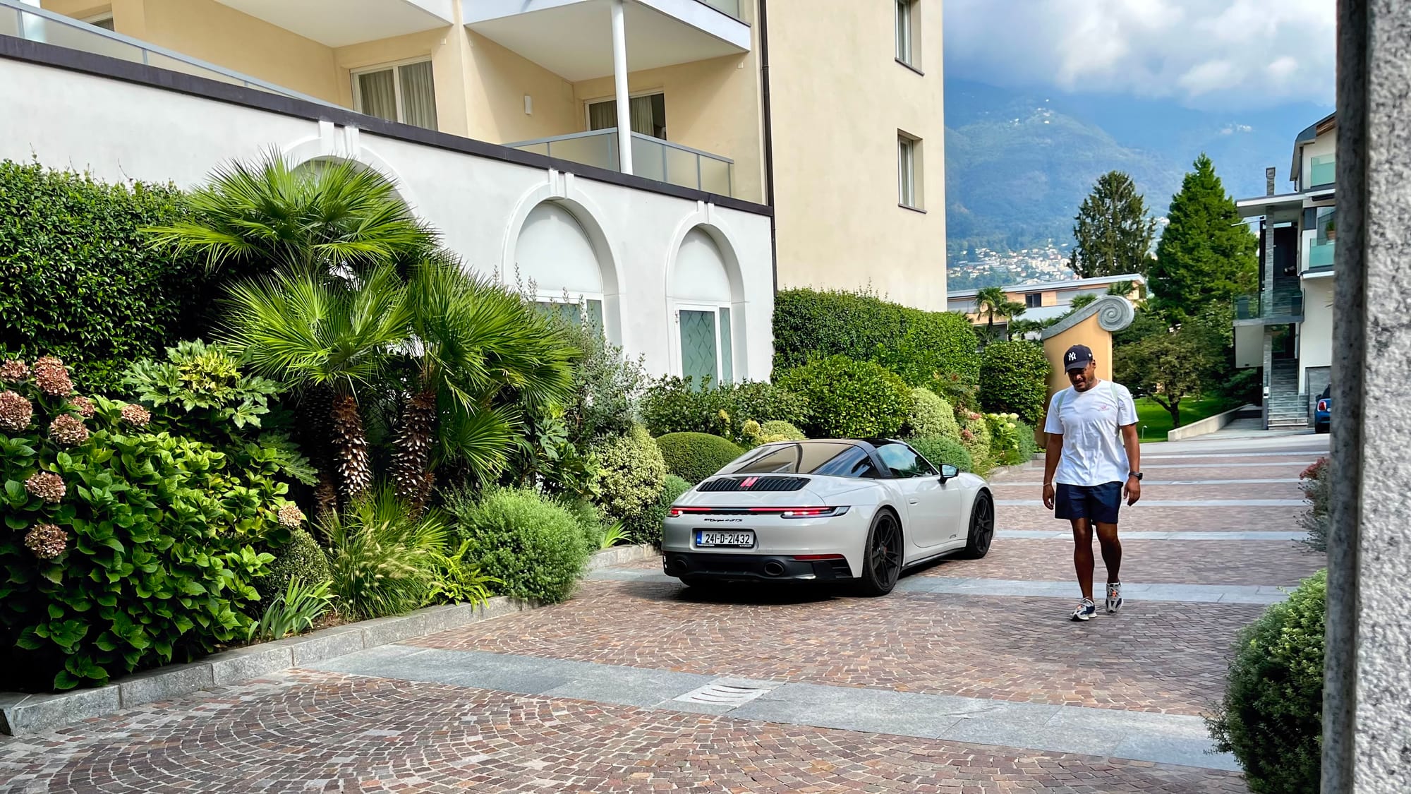 Our car outside our hotel