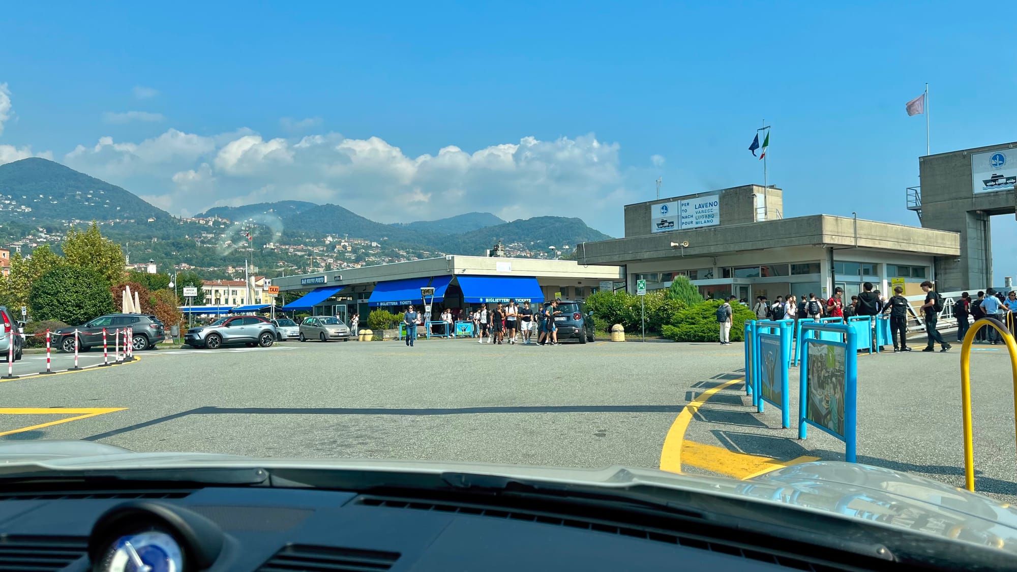 Buying tickets at the ferry terminal