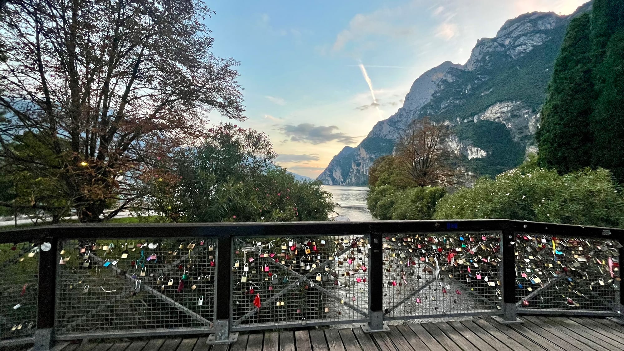 Locks on pedestrian bridge