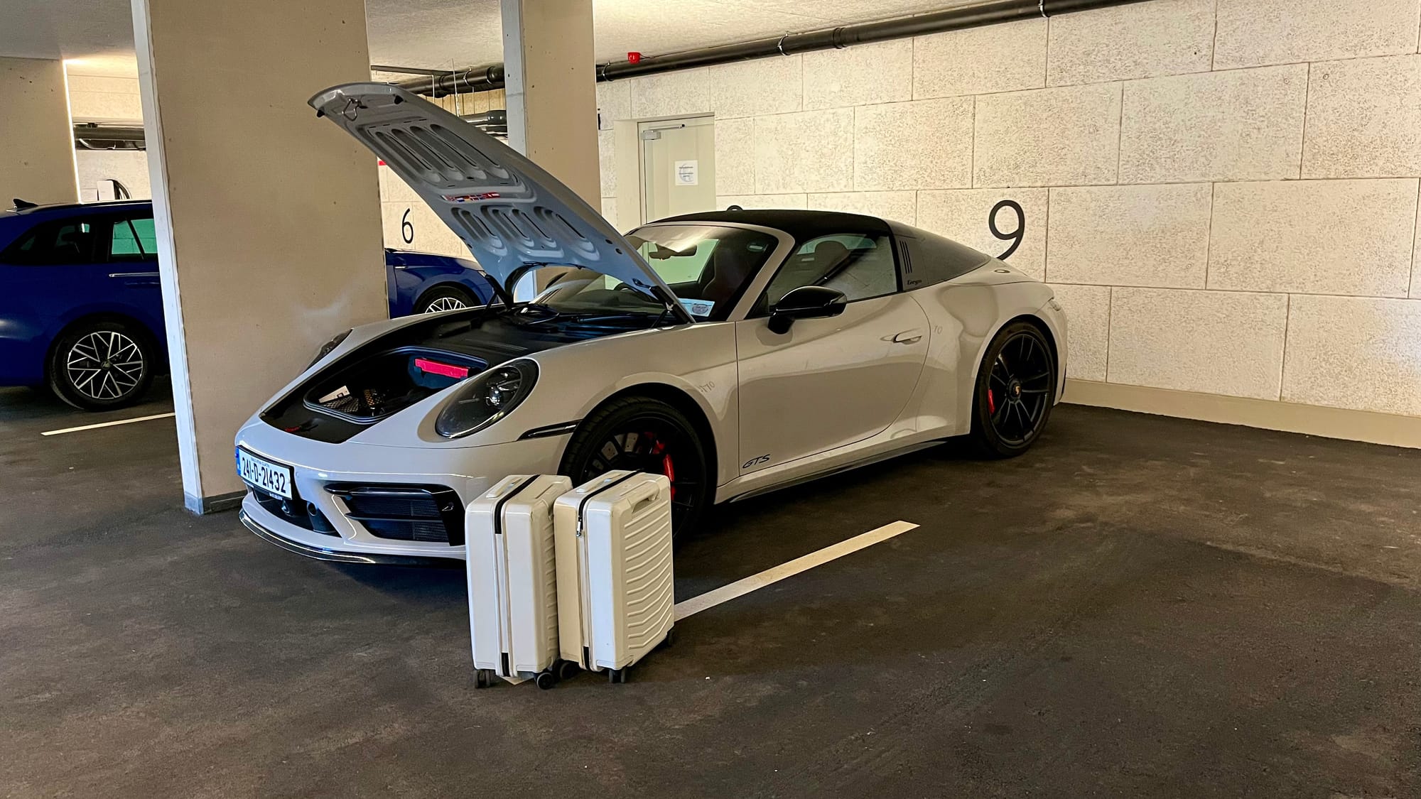 Unloading our car under our hotel
