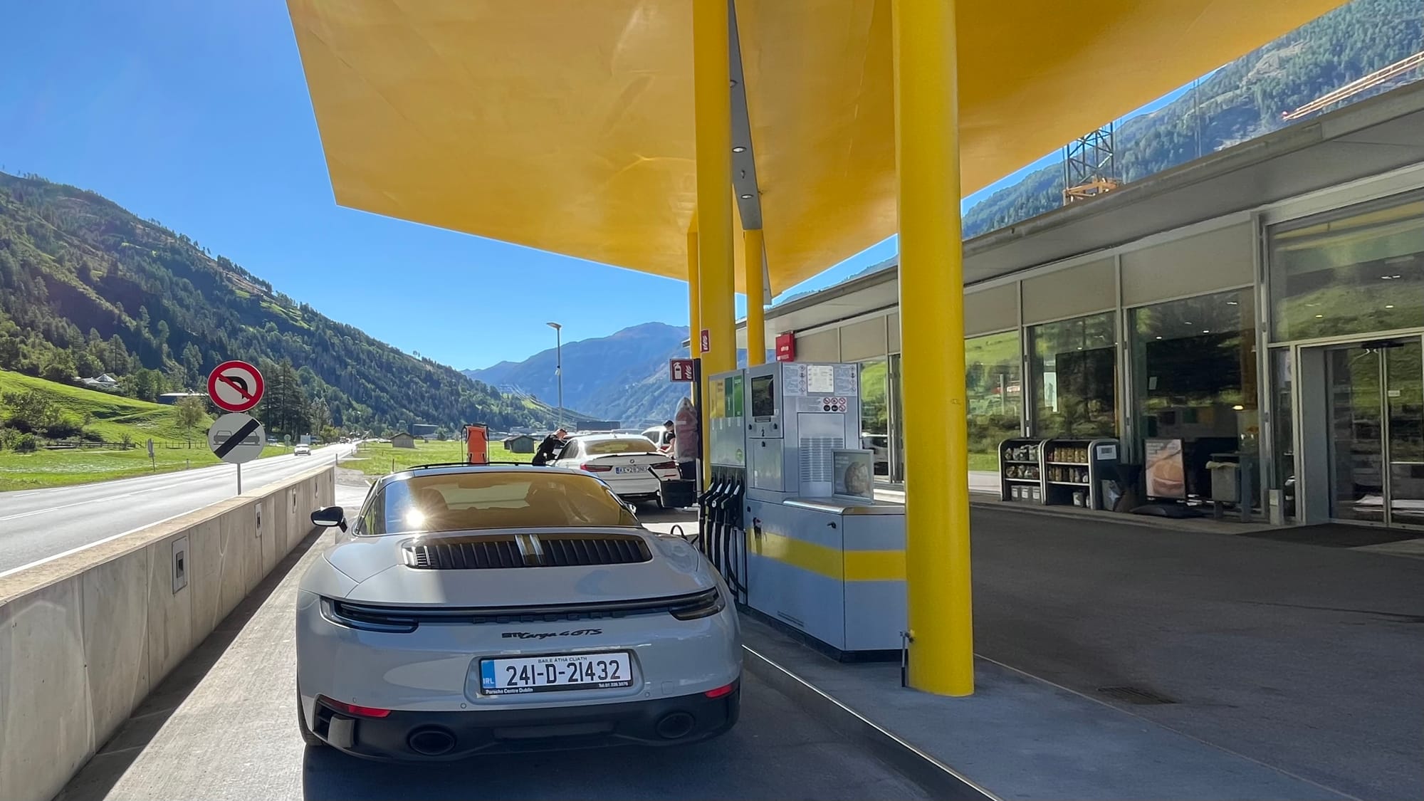 Topping off our tank for a day in the mountains