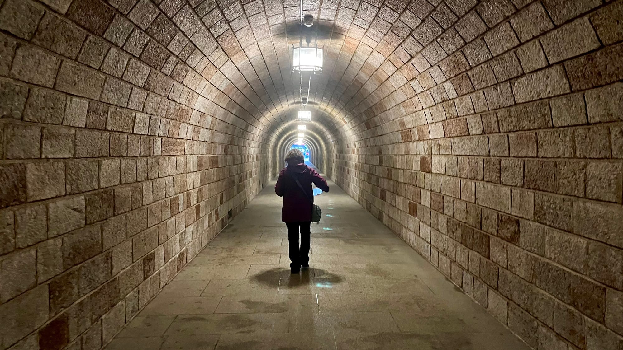 Walking back through the tunnel