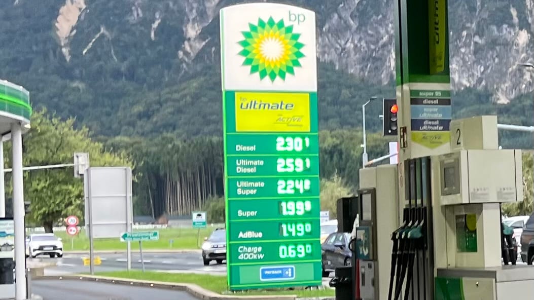 EV charging rates displayed alongside traditional fuels