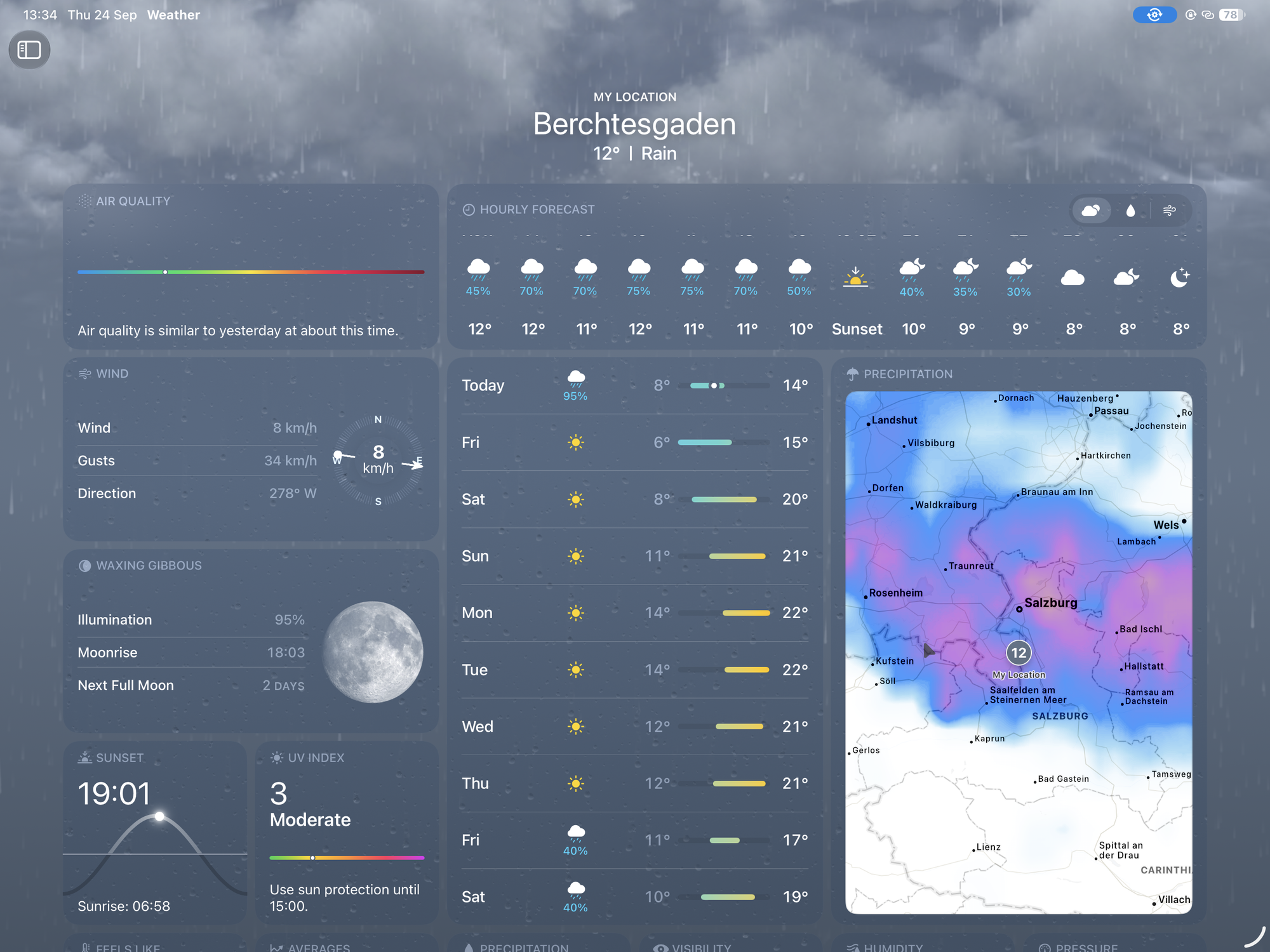 Apple Weather rain forecast