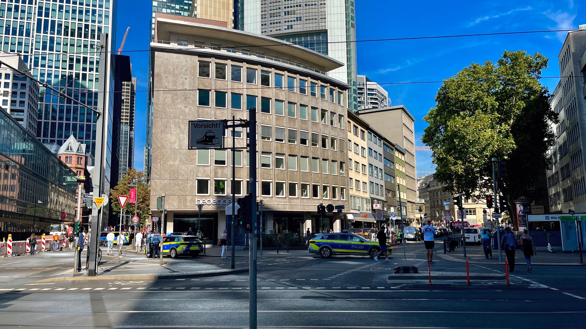 Many city centre roads blocked off by police