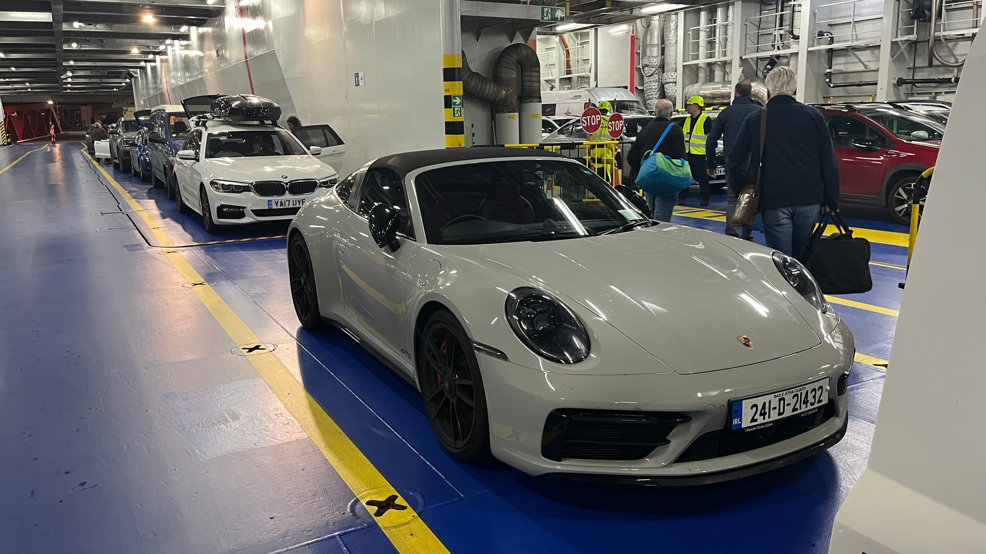 On-board the car deck of our overnight ferry to the United Kingdom