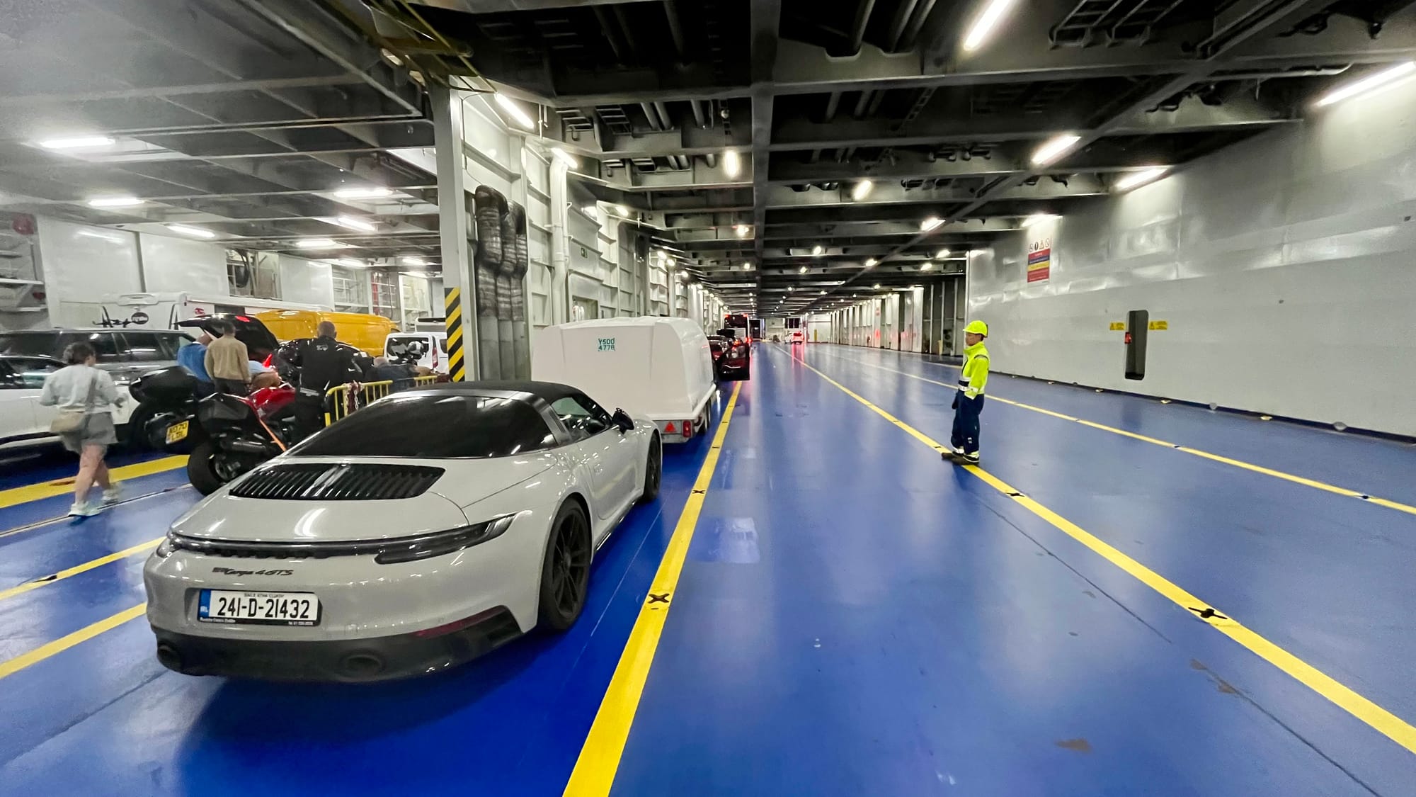 Our 911 Targa on the car deck of the ferry