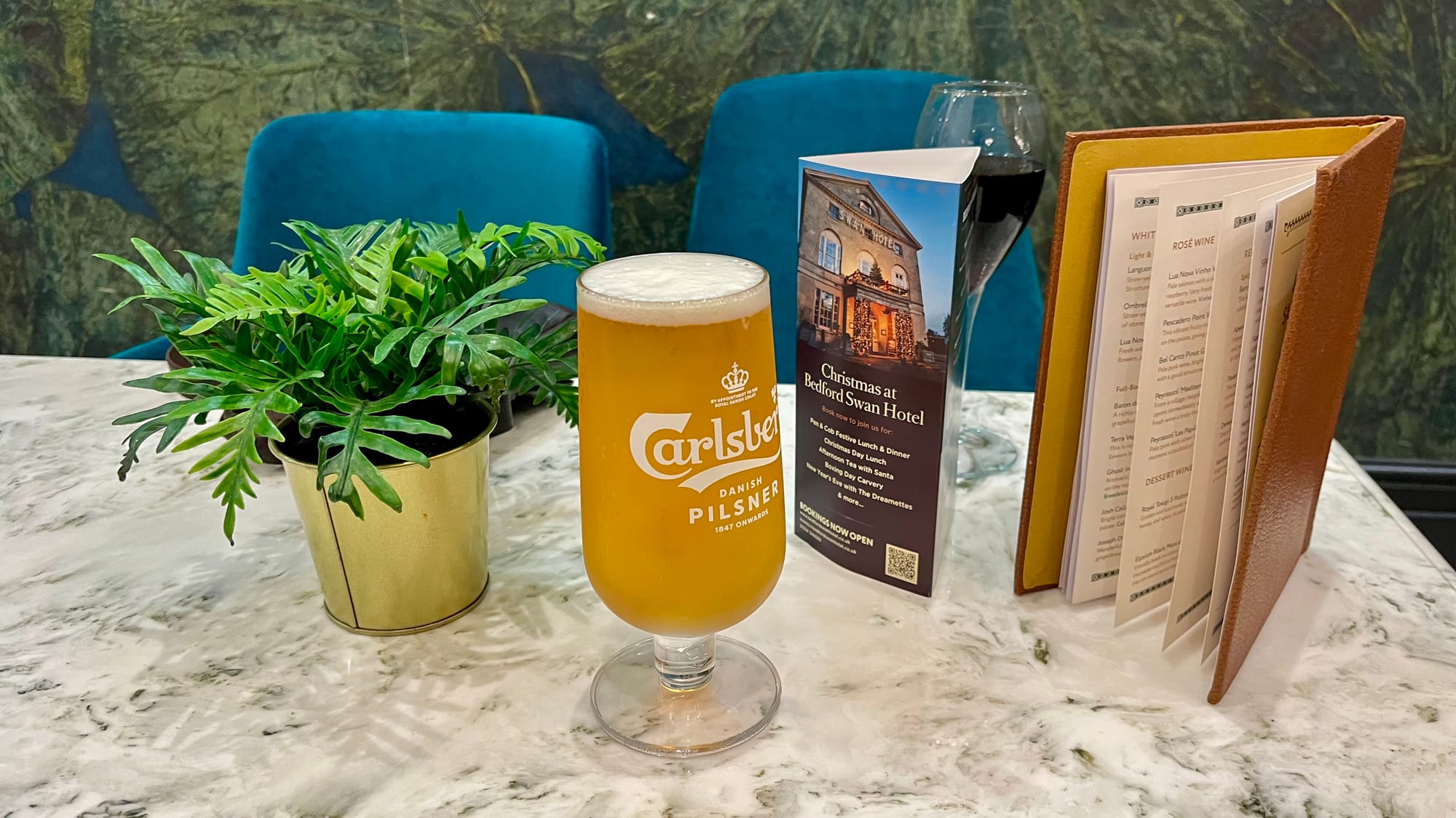Pint at our hotel in Bedford