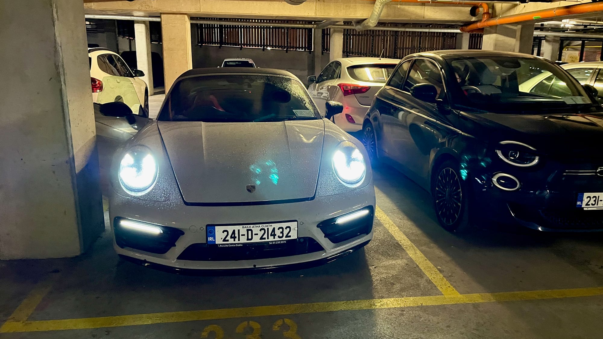 Parked back at home beside our Fiat 500 EV