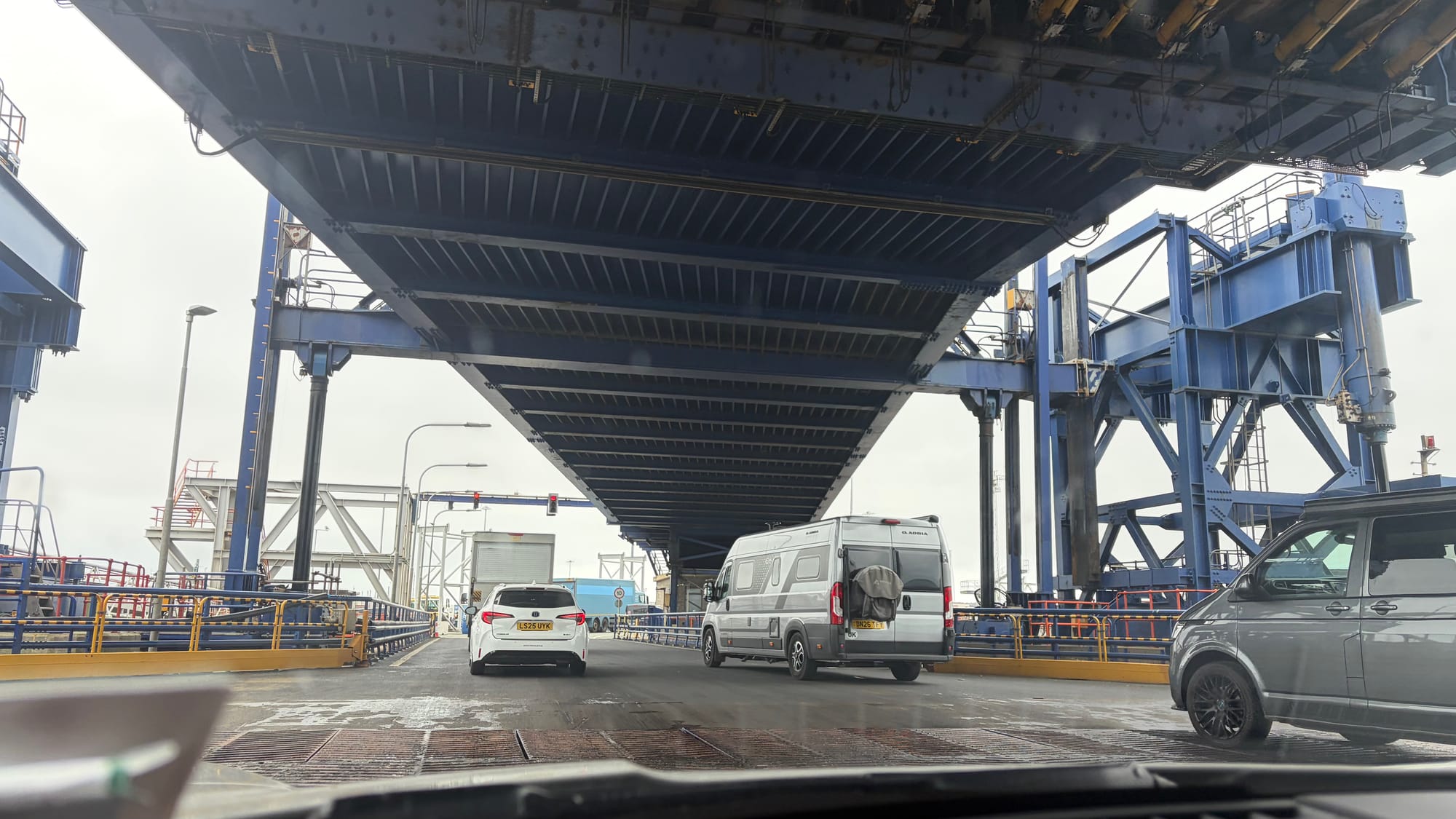 Leaving the ferry at Holyhead, United Kingdom