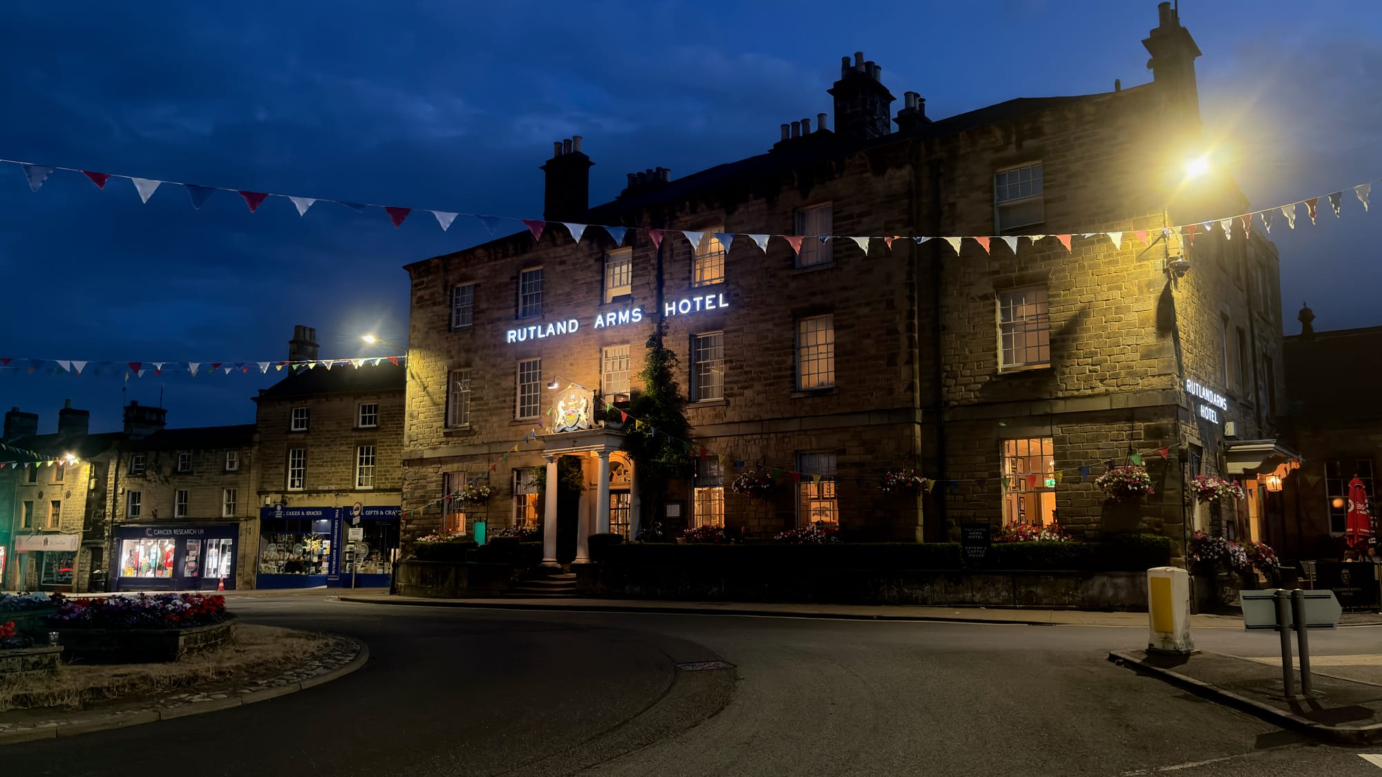 Our hotel at night