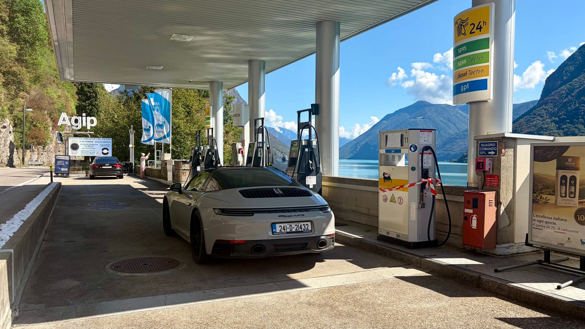 Fueling up at a station on the Swiss–Italian border