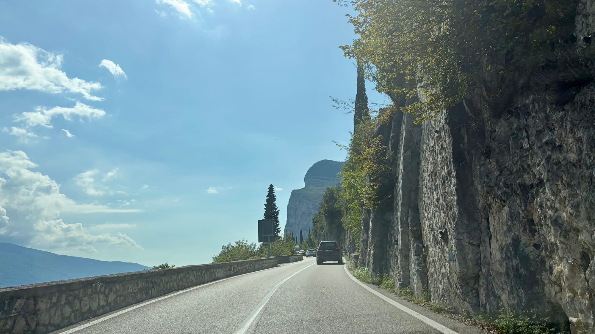 Driving alongside Lake Garda