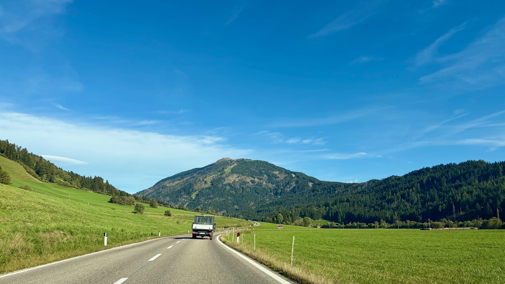 Driving through South Tyrol near the Italian-Austrian border