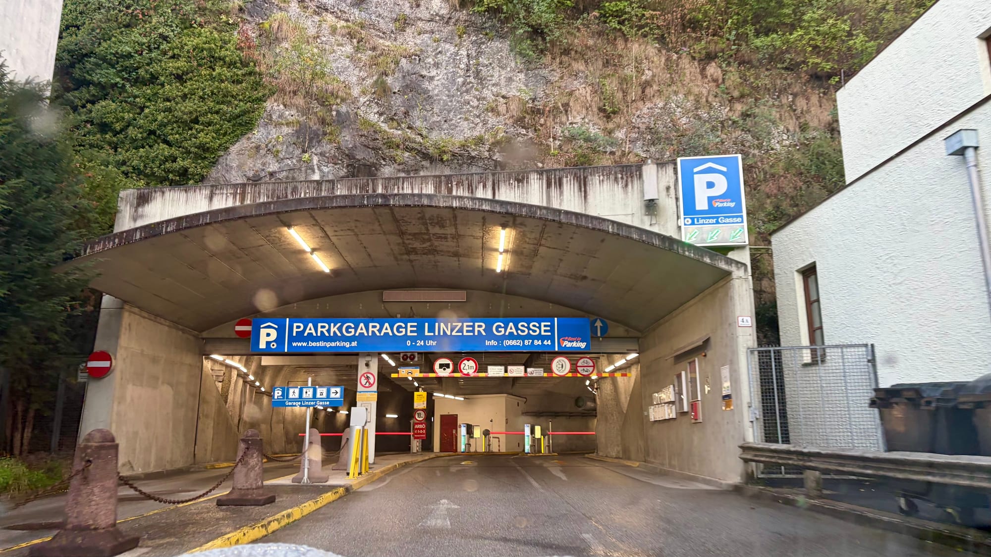 Entering our underground car park in Salzburg