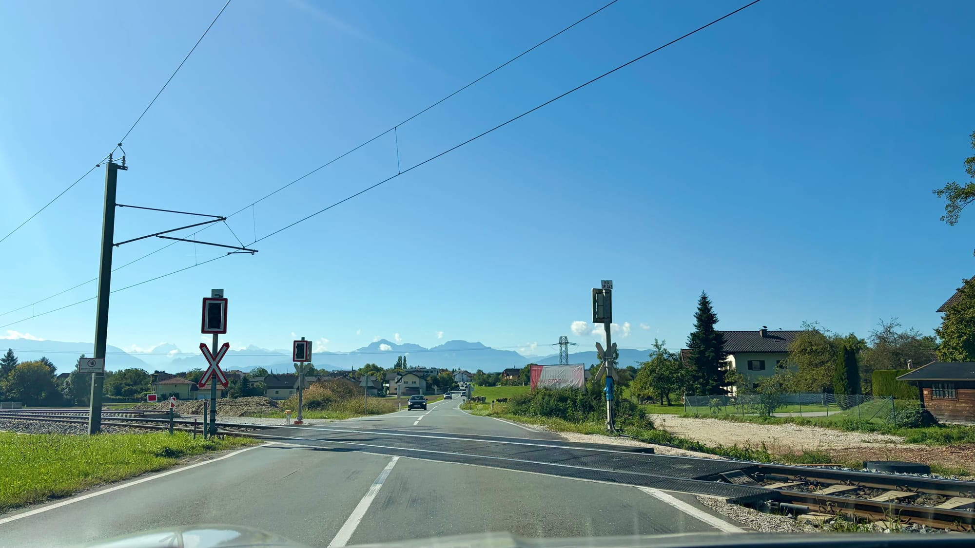 Driving through the Austrian countryside along the border with Germany