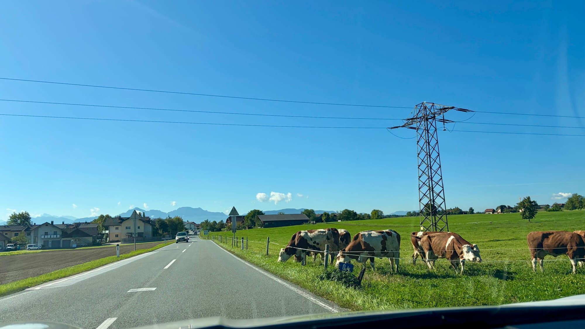Driving through the Austrian countryside along the border with Germany