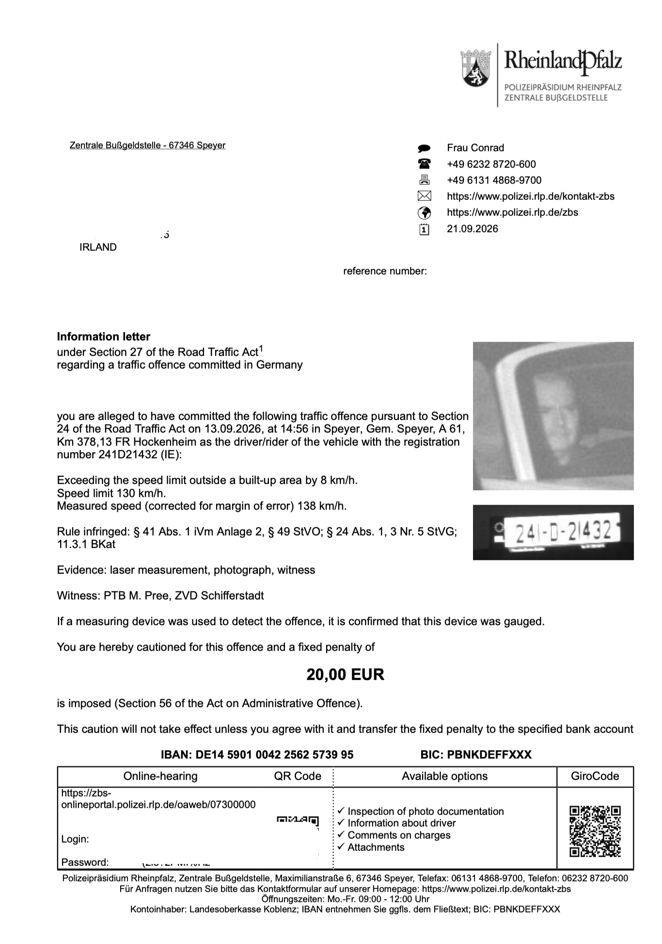 Speeding fine
