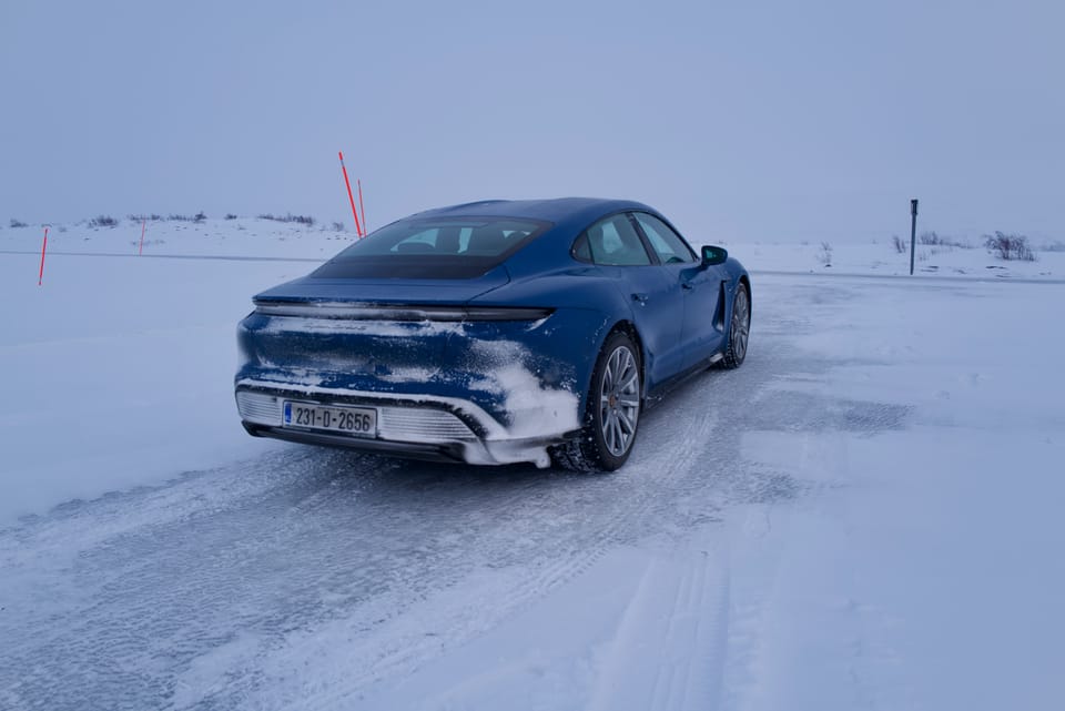 Crossing the arctic circle in Norway in a Porsche Taycan Turbo S