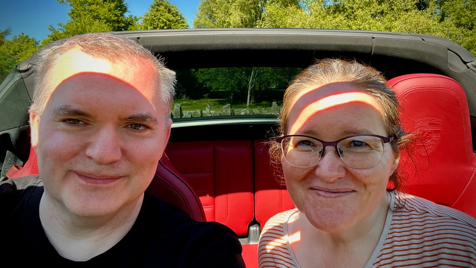 Damien and Rose in our Porsche Targa